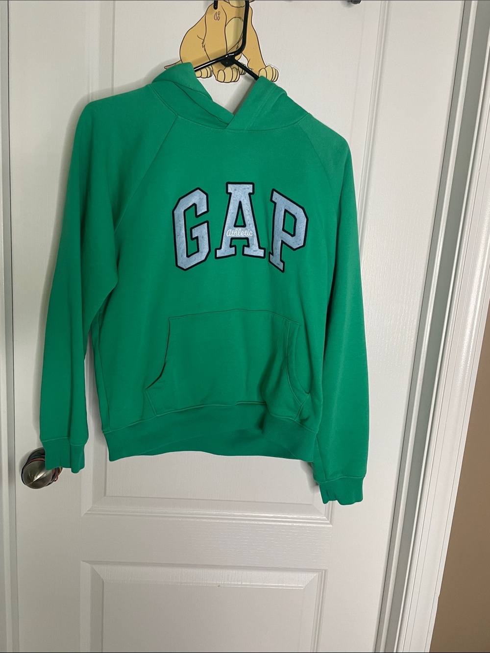 GAP Bright Green Pullover Hoodie with Light Blue Logo